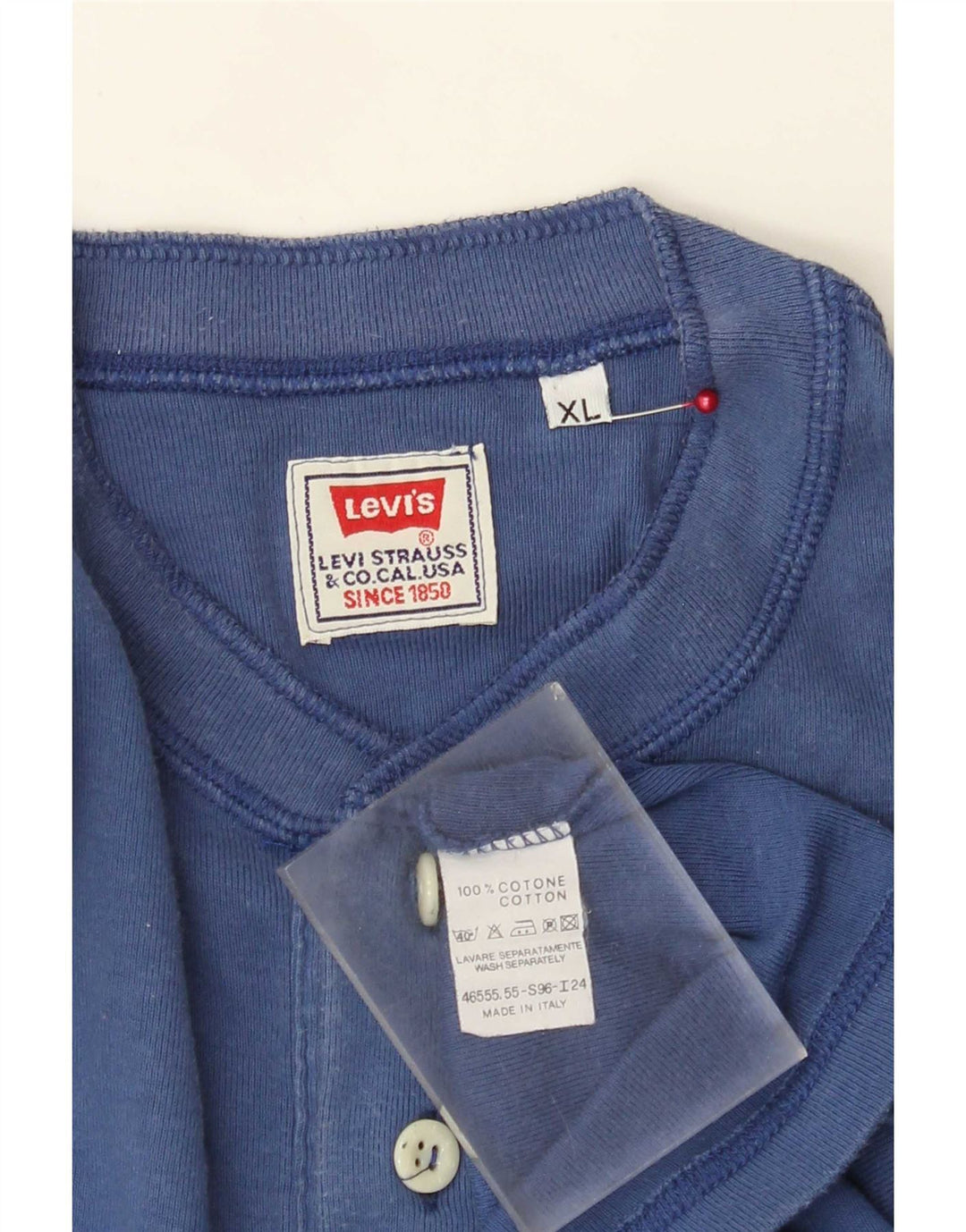 Top masculino Levi's manga comprida XL azul algodão