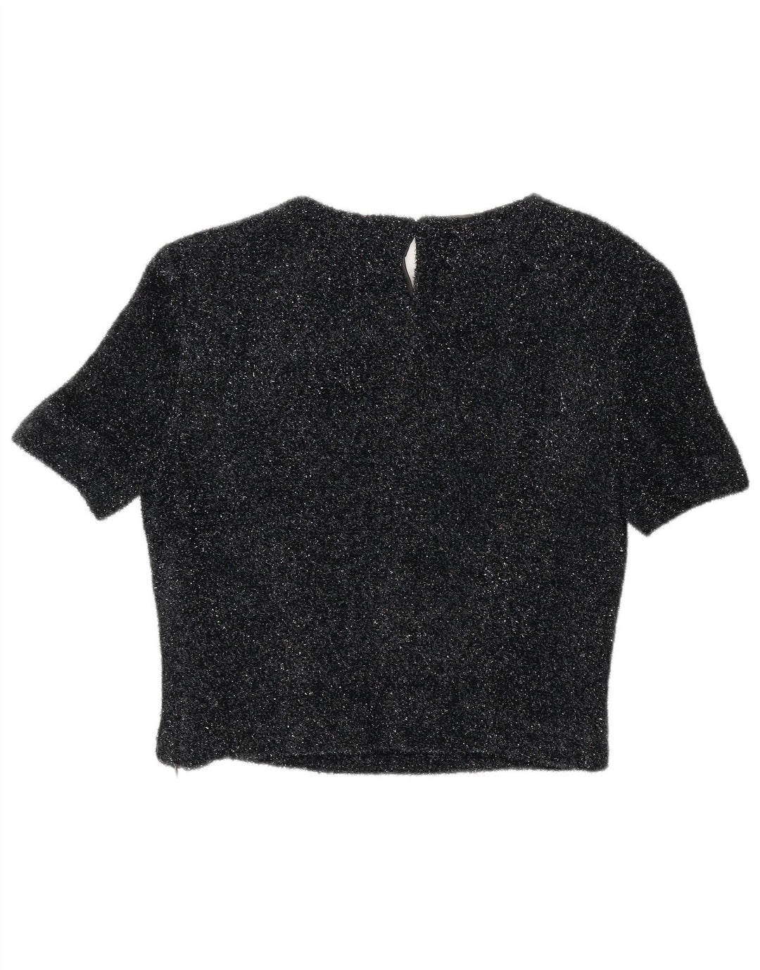 Blusa feminina vintage vintage EU 42 grande poliéster manchado preto