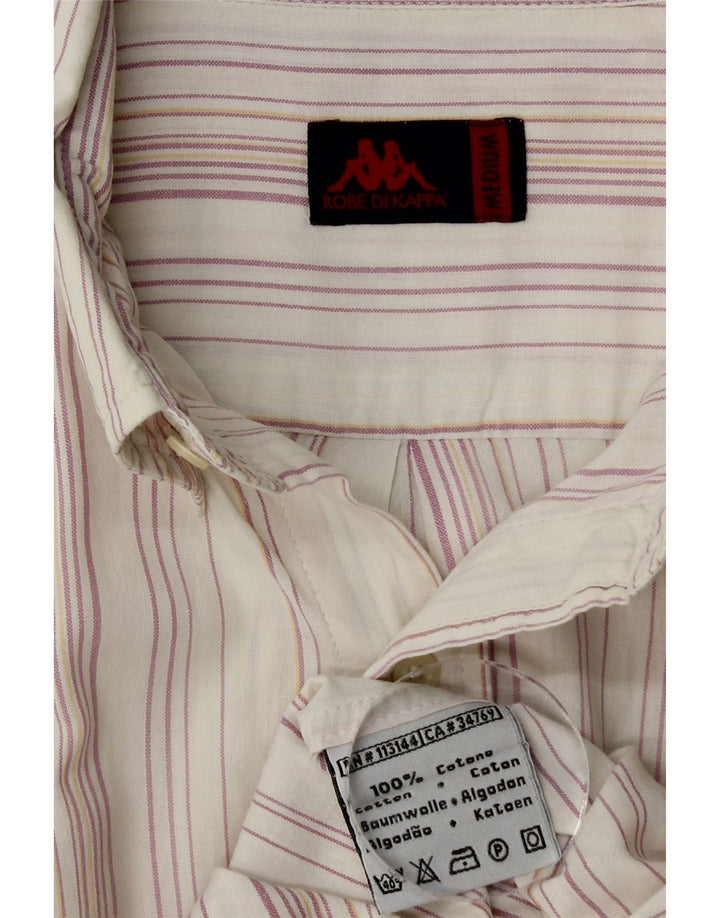 Camisa masculina de manga curta KAPPA de algodão listrado branco médio
