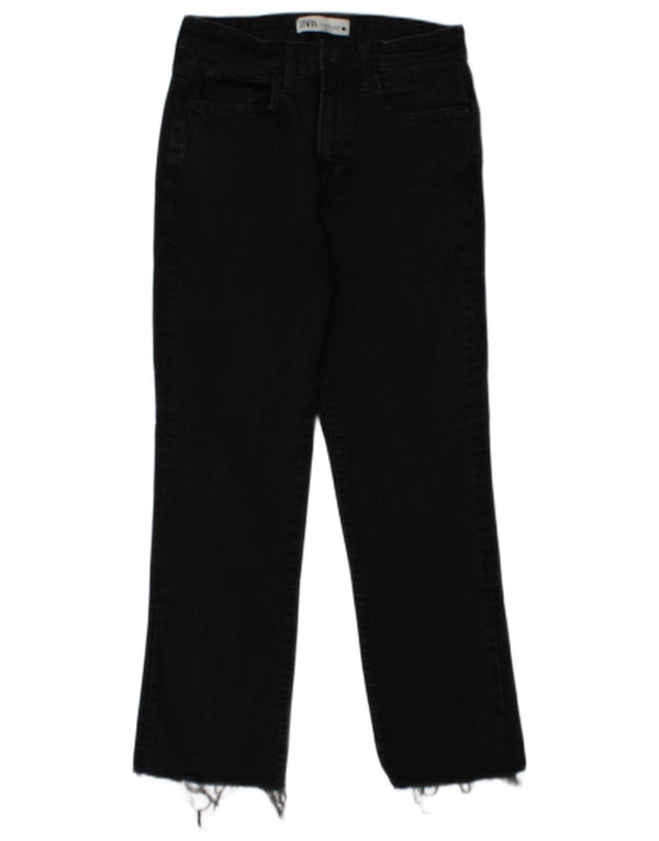 Calça jeans feminina Zara com cintura alta EU 38 pequena W28 L25 algodão preto