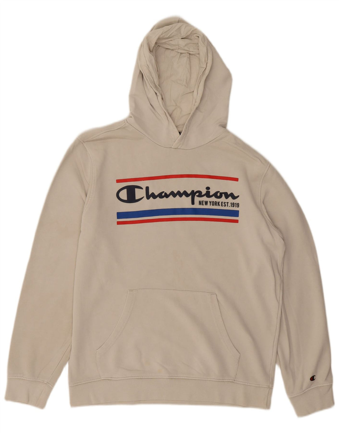 CHAMPION Suéter masculino com capuz gráfico grande off white