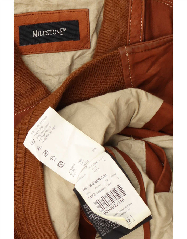 Jaqueta de couro masculina Milestone IT 52 XL marrom