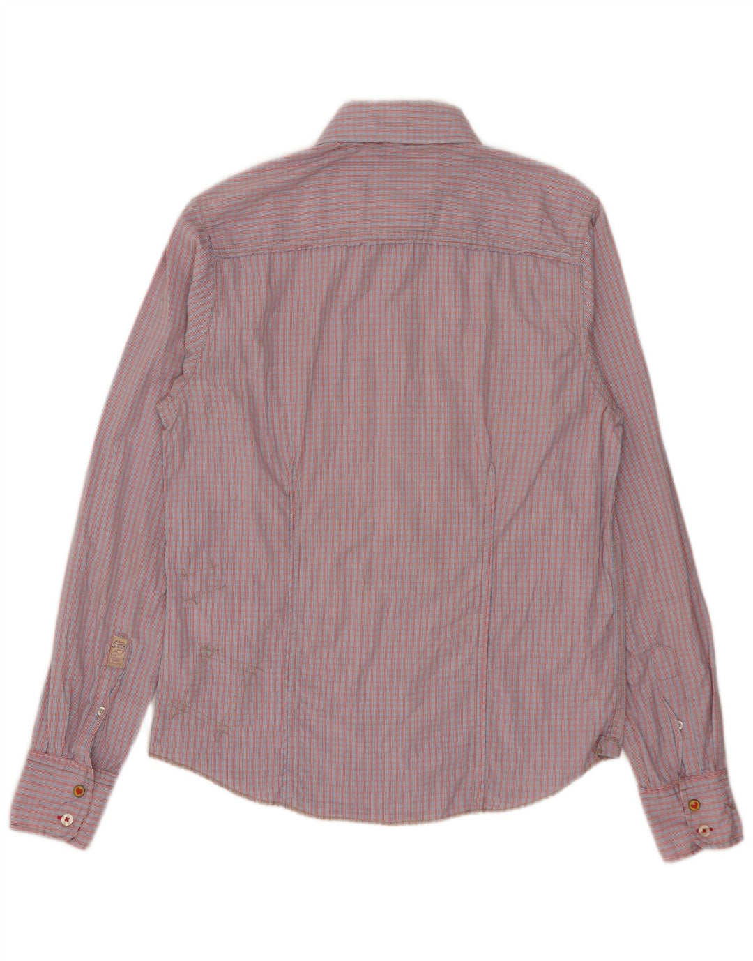 Camisa masculina Scotch & Soda pequena xadrez vermelha de algodão