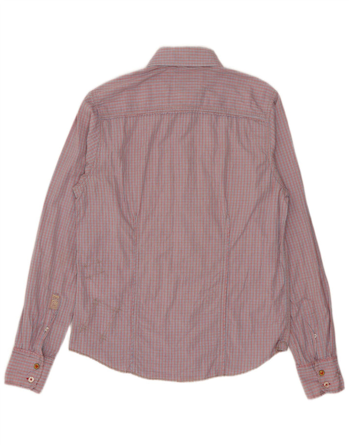 Camisa masculina Scotch & Soda pequena xadrez vermelha de algodão