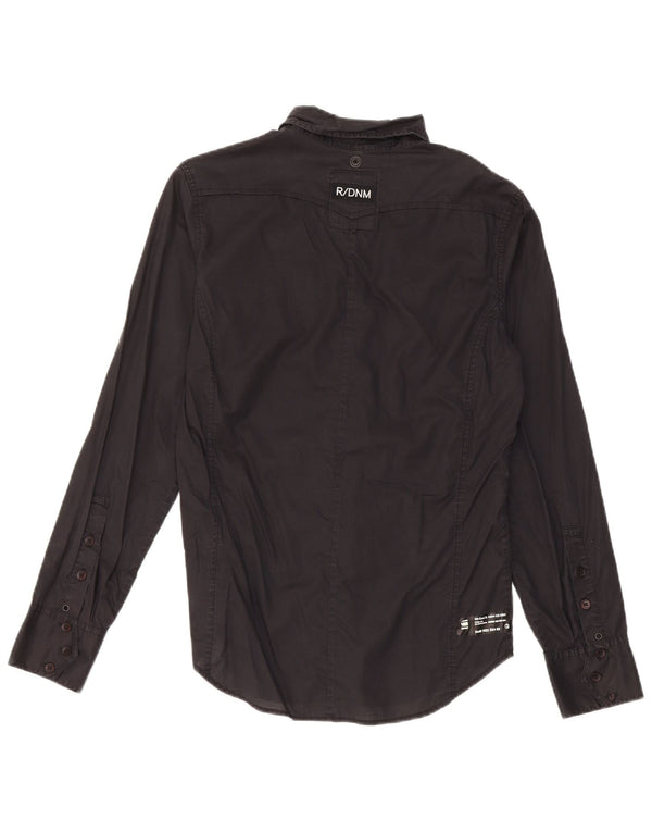 Camisa militar masculina G-Star pequena de algodão preto