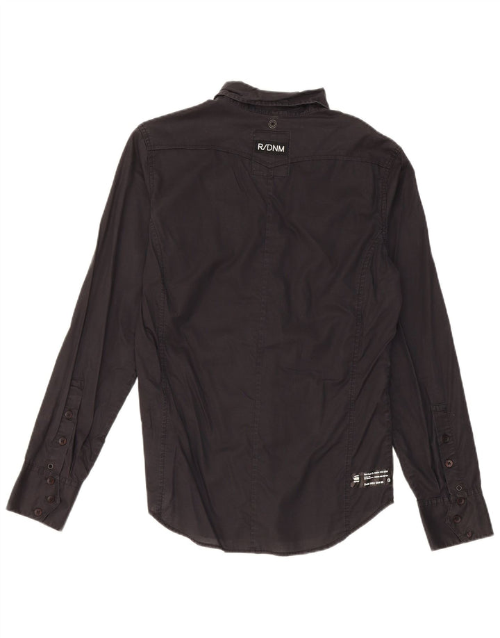 Camisa militar masculina G-Star pequena de algodão preto
