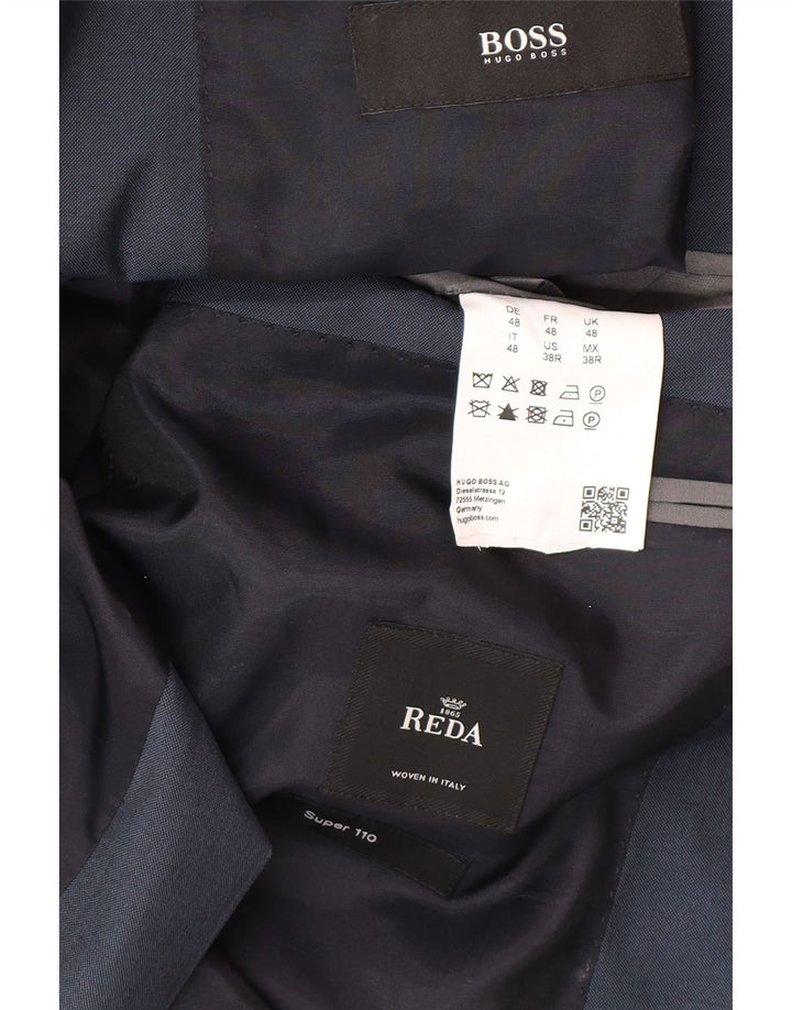 Jaqueta Blazer Masculina Hugo Boss com 2 Botões IT 48 Lã Azul Marinho Médio