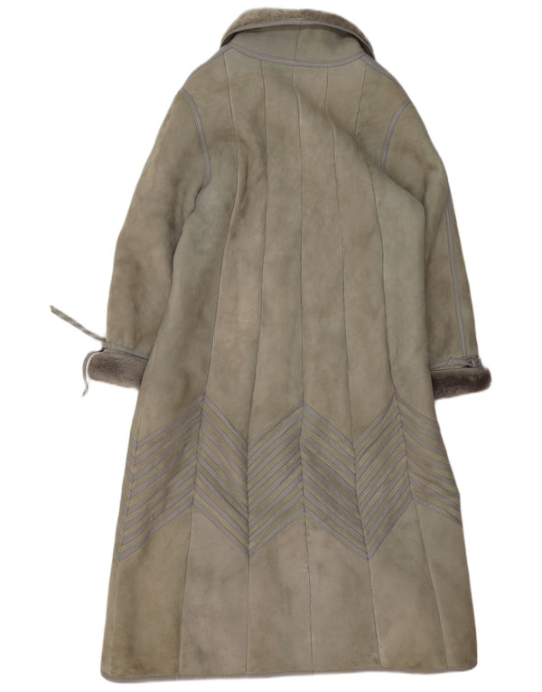 Casaco feminino vintage de shearling EU 40 pele de cordeiro cinza médio