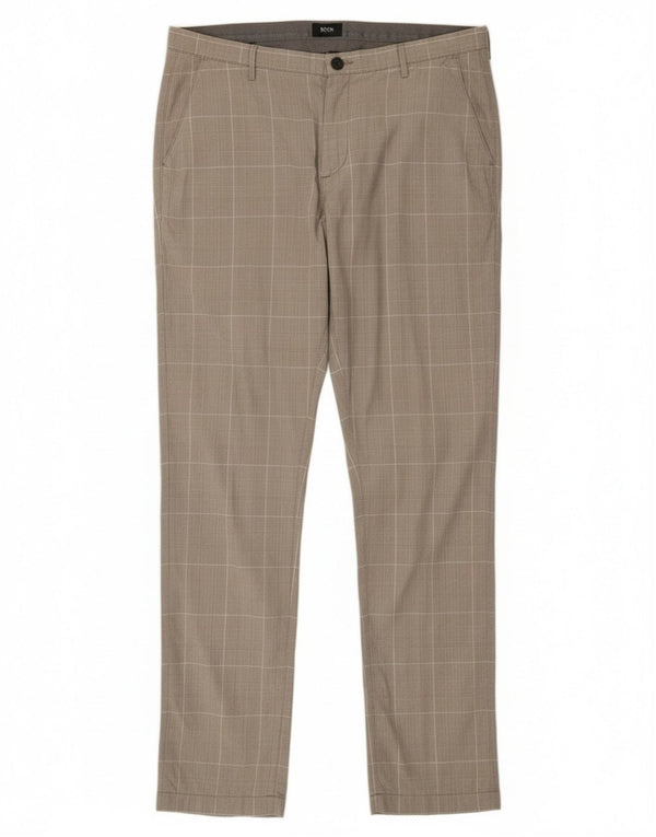 Calça Chino Masculina Slim Fit Hugo Boss IT 52 XL W36 L33 Cinza Houndstooth