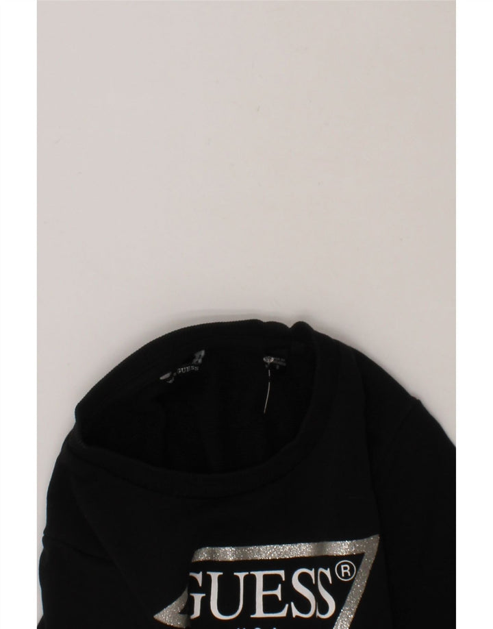GUESS Girls Graphic Sweatshirt Jumper 7-8 Years Black Cotton Vintage Guess and Second-Hand Guess from Messina Hembry 