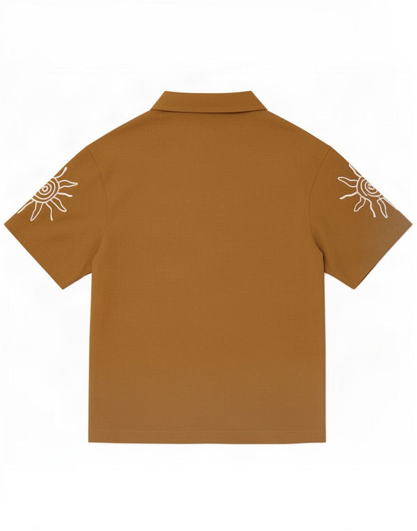 Zara Camisa masculina gráfica de manga curta pequena bege floral