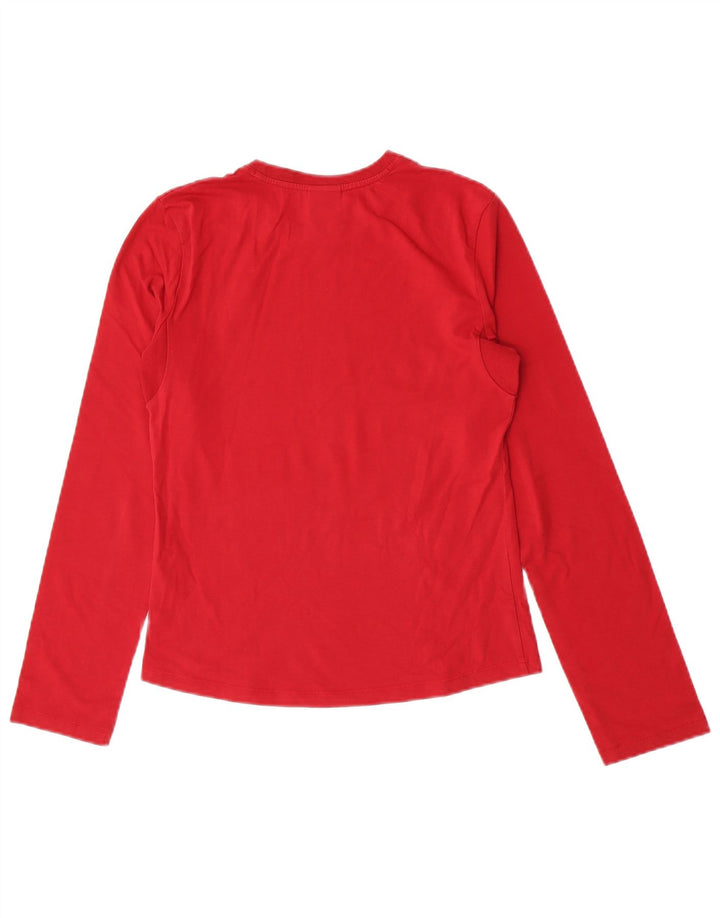Top feminino Nike manga comprida UK 10/12 médio algodão vermelho