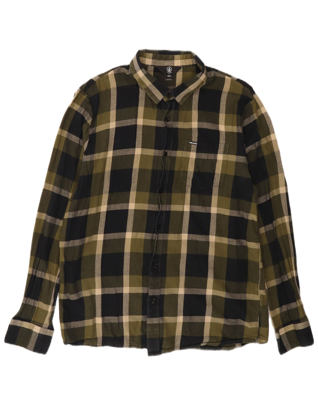 Camisa masculina de flanela VOLCOM grande algodão xadrez cáqui