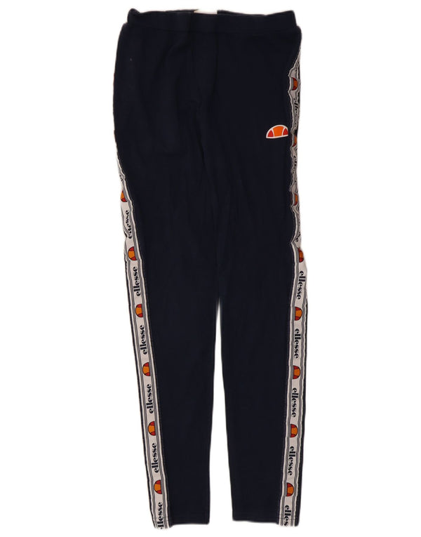 Ellesse Leggings Femininas Gráficas UK 12 Algodão Colourblock Médio Azul Marinho
