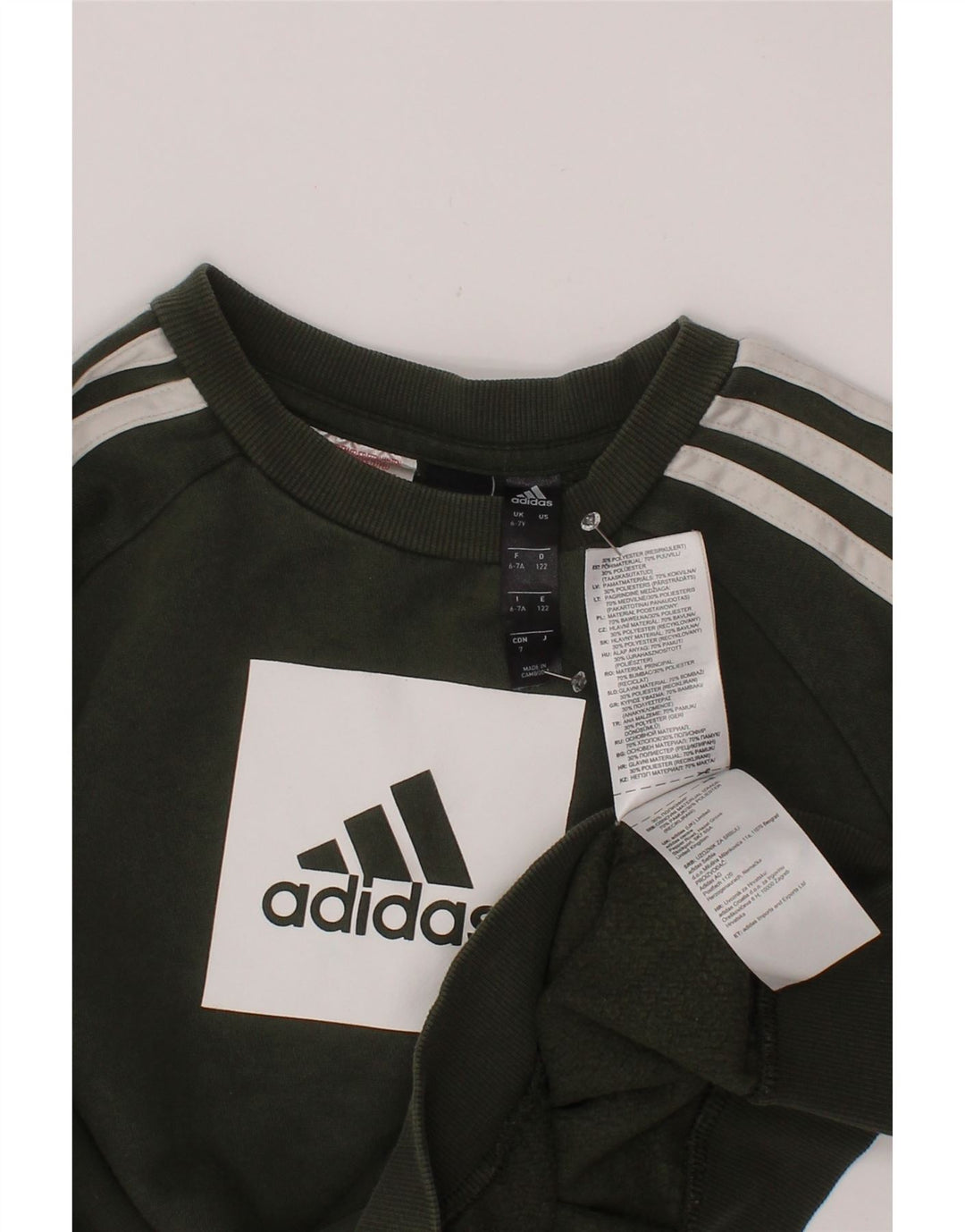 ADIDAS Meninos Graphic Sweatshirt Jumper 6-7 Anos Cáqui Algodão