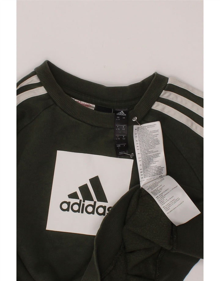 ADIDAS Meninos Graphic Sweatshirt Jumper 6-7 Anos Cáqui Algodão