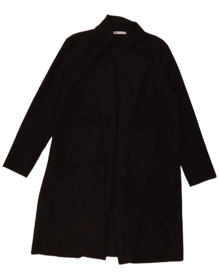 Sobretudo aberto feminino Zara Reino Unido 16 grande preto