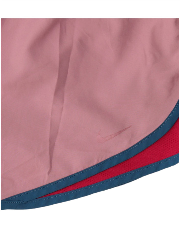 Shorts esportivos femininos Nike Dri Fit UK 12 poliéster colorblock rosa médio