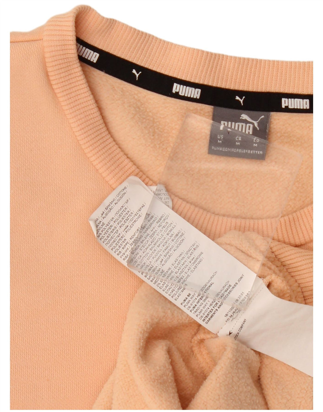 Puma feminino gráfico moletom jumper UK 14 médio algodão rosa
