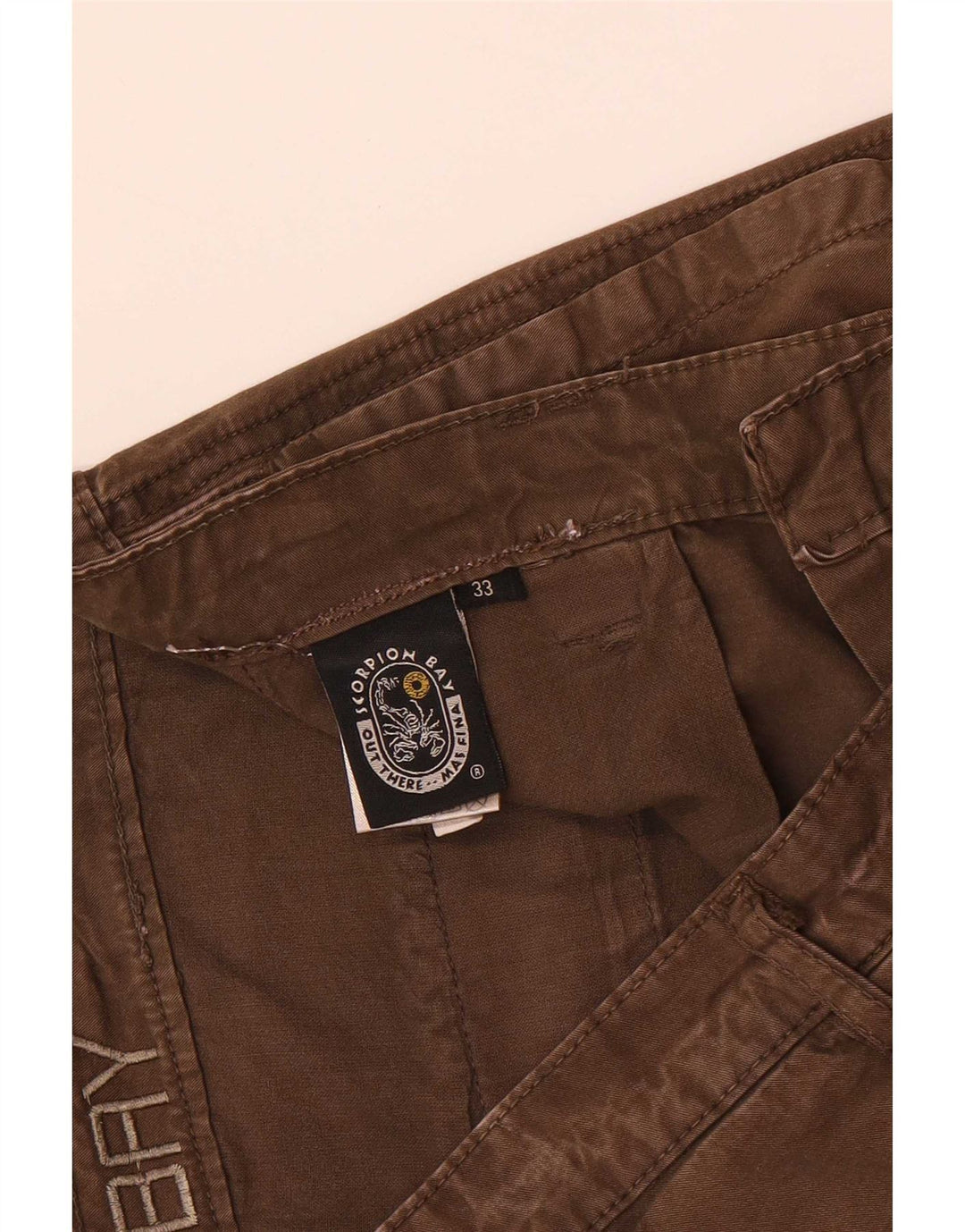 Scorpion Bay Mens Regular Chino Shorts W33 Algodão Marrom Médio