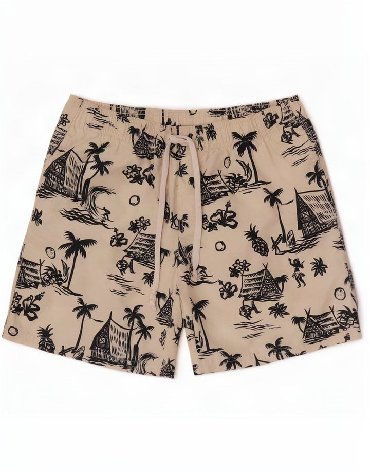 Sundek Mens Graphic Natação Shorts Pequeno Off White Havaiano