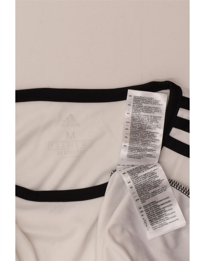 Adidas Mens Aeroready Camiseta Top Médio Branco Colourblock Poliéster