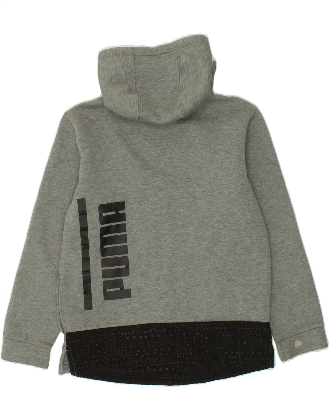 PUMA Boys Graphic Zip Hoodie Sweater 11-12 Years Grey Colourblock Cotton Vintage Puma and Second-Hand Puma from Messina Hembry 