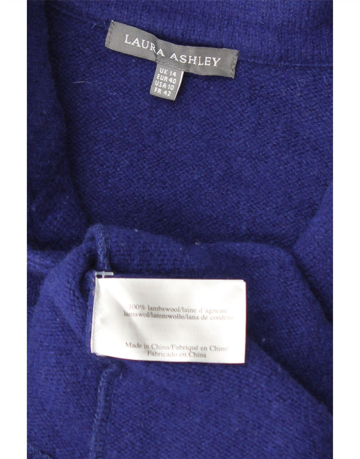 Jaqueta blazer feminina Laura Ashley com 4 botões Reino Unido 14 lã azul médio