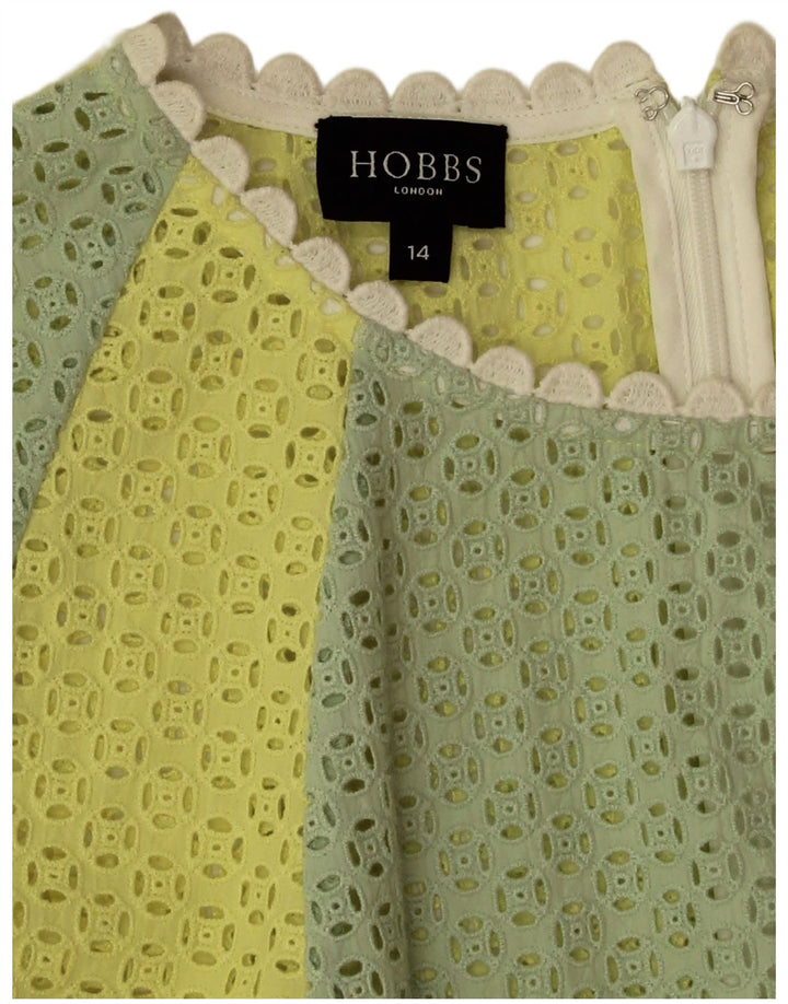 Vestido básico feminino sem mangas Hobbs UK 14 bloco colorido médio multicolorido