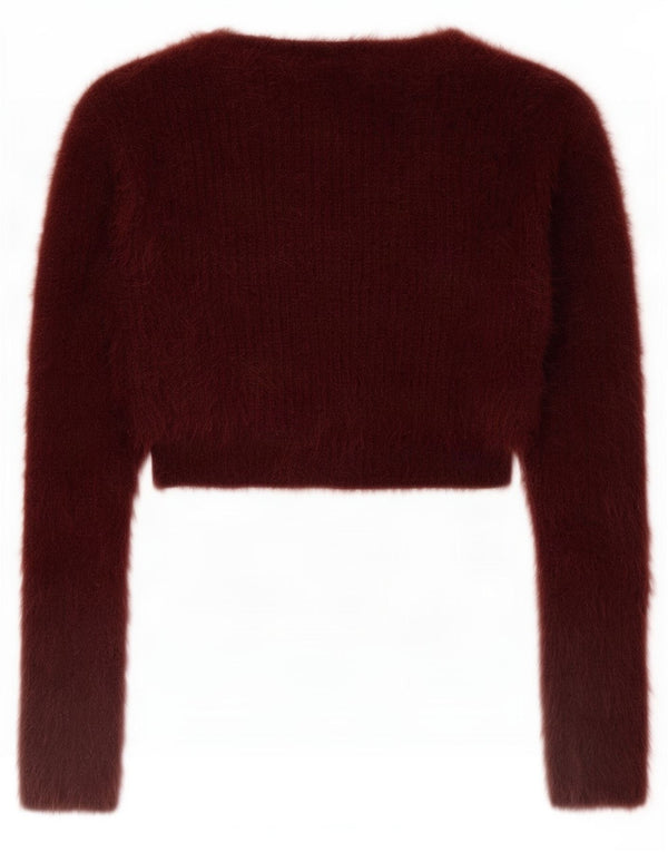 Zara Womens Open Bolero Jumper Reino Unido 10 Pequeno Borgonha