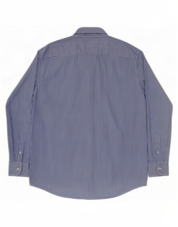 Camisa masculina American Eagle vintage com ajuste grande de algodão listrado azul