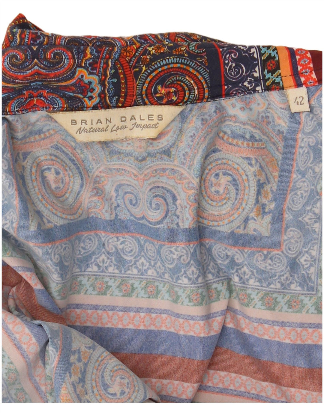 Camisa masculina Brian Dales tamanho 42 grande azul marinho Paisley