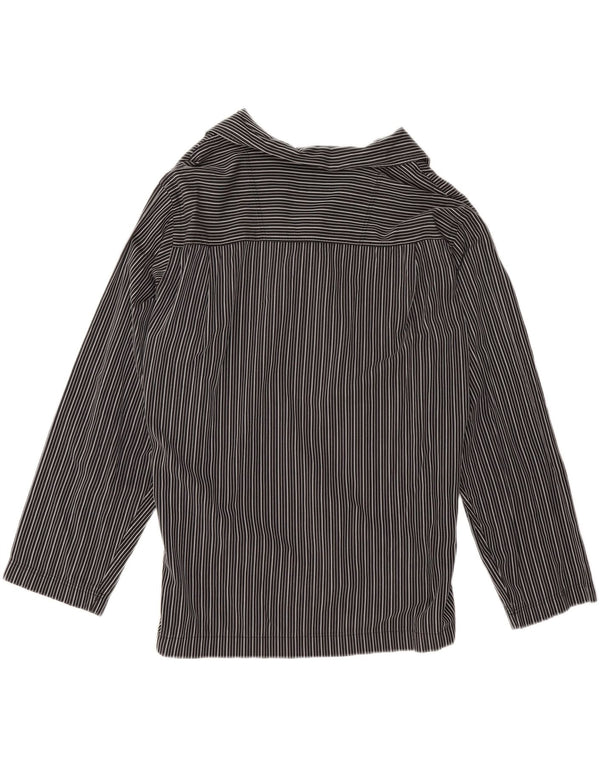 Camisa feminina Hugo Boss Reino Unido 16 grande algodão listrado preto