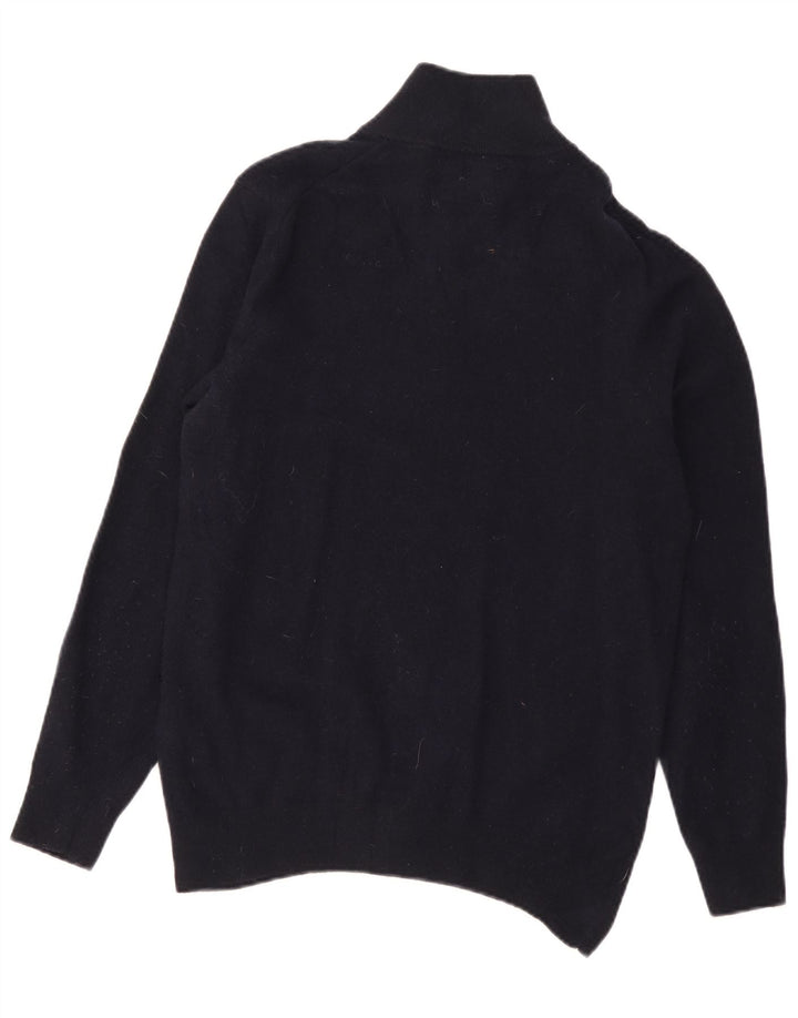 Suéter masculino Gant com zíper e gola grande de lã azul marinho