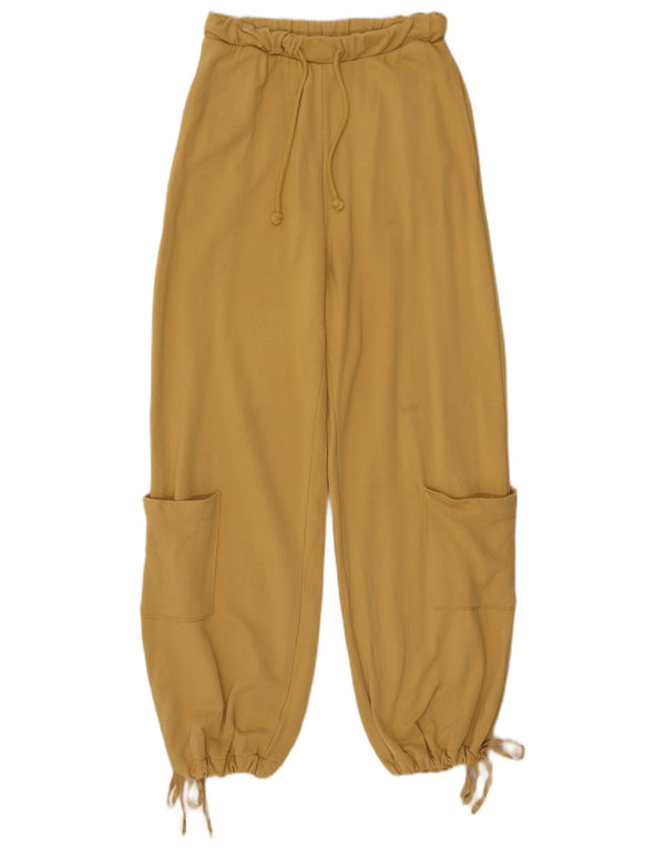 Calça de treino feminina ZARA Joggers UK 12 algodão amarelo médio
