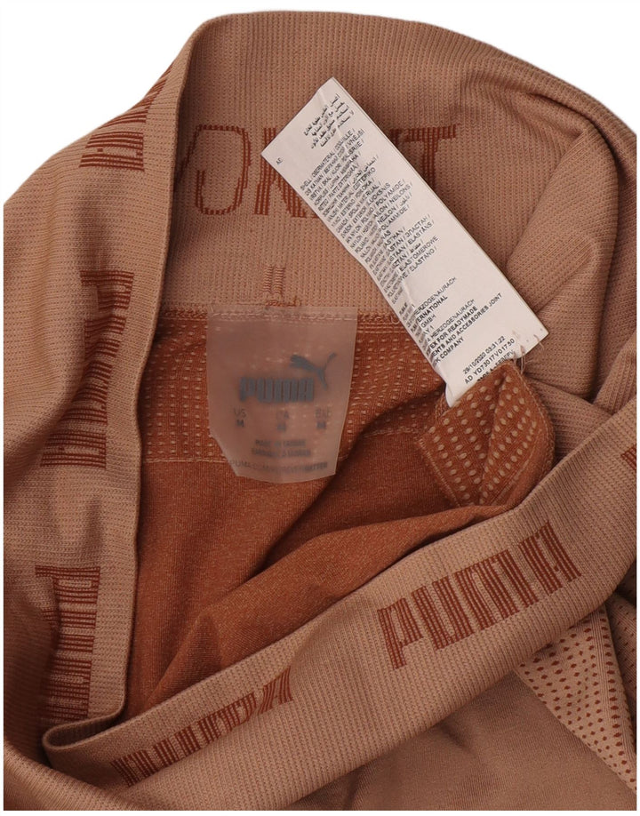 Puma Womens Crop Graphic Leggings UK 12 Médio Bege Geométrico Nylon