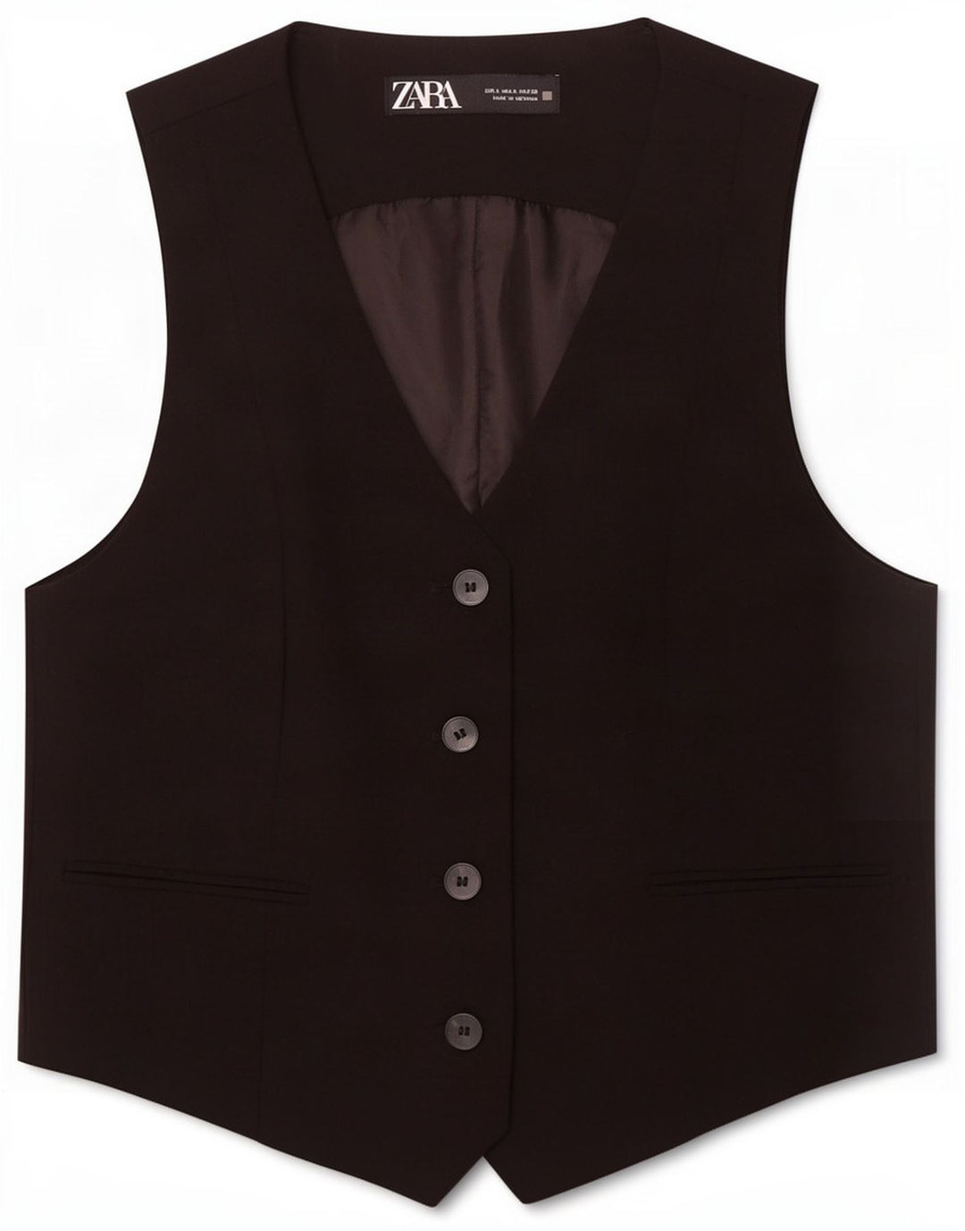 Colete feminino Zara UK 10 pequeno poliéster preto