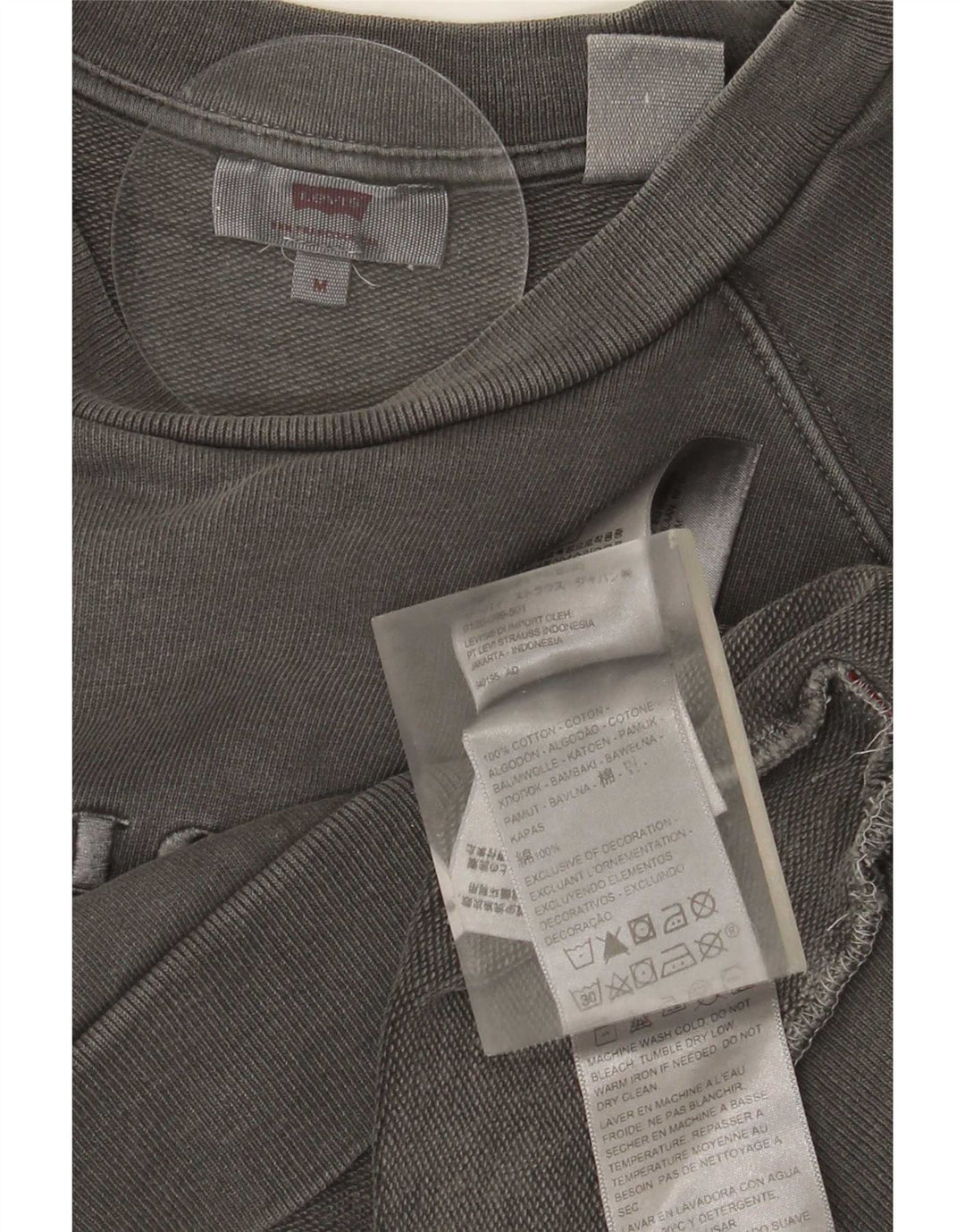 Moletom feminino Levi's Crop Graphic Oversized Jumper Reino Unido 14 Médio Cinza
