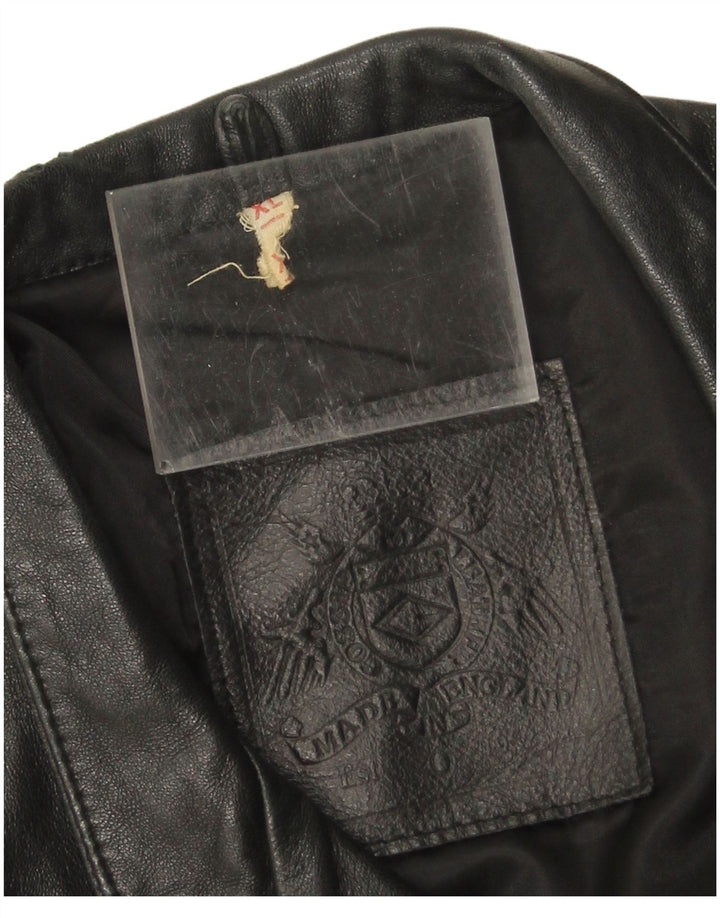 Casaco de couro feminino vintage UK 18 XL couro preto
