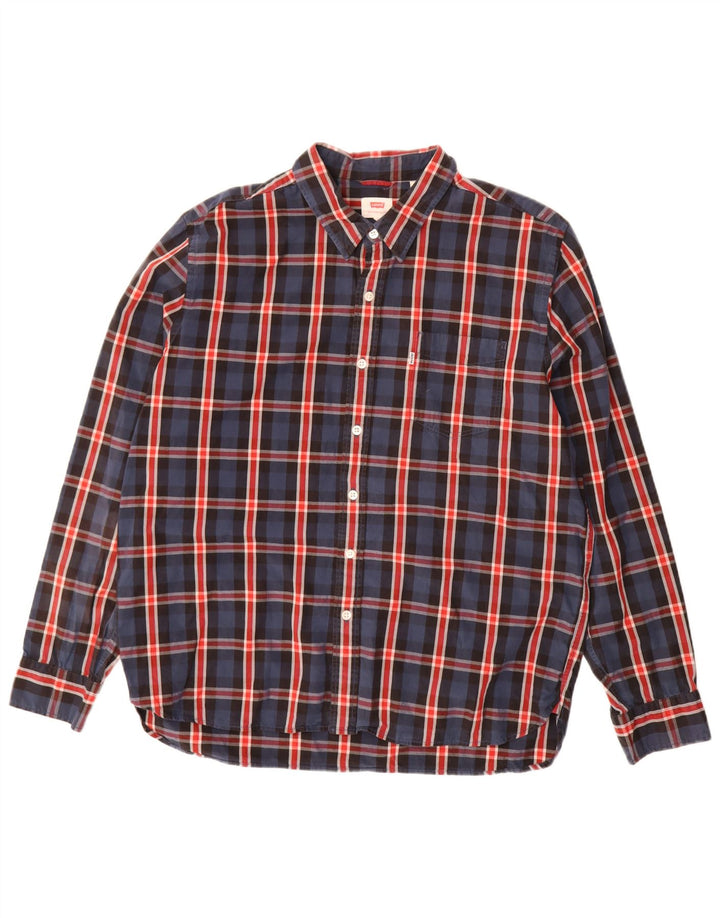 Camisa masculina LEVI'S XL azul marinho xadrez algodão