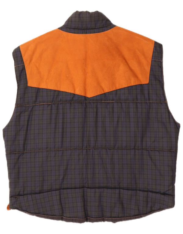 Colete acolchoado masculino vintage UK 42 XL xadrez bege