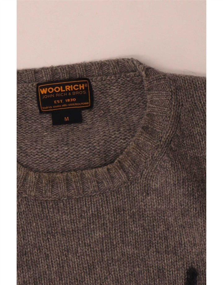 Suéter masculino Woolrich Graphic Jumper de lã manchada cinza médio