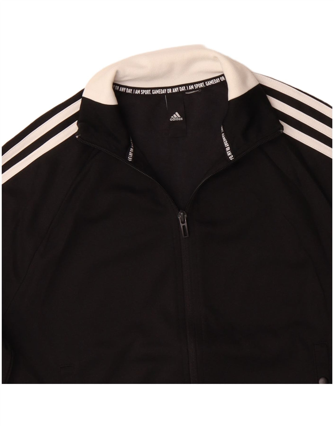 ADIDAS Womens Tracksuit Top Jacket UK 14 Médio Preto Poliéster