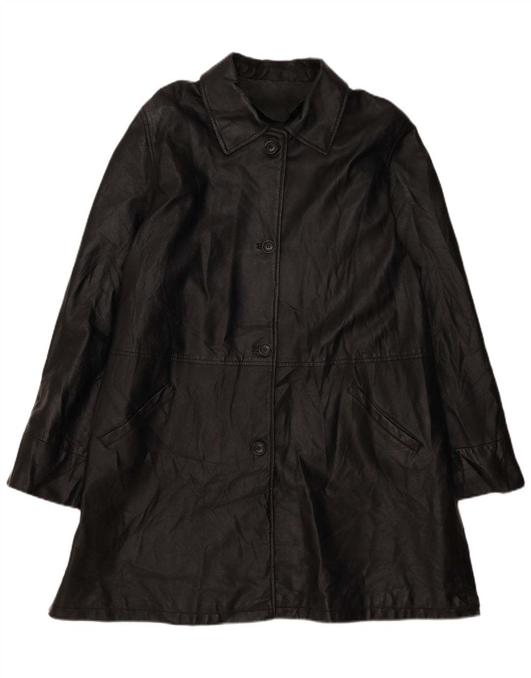 Casaco feminino de couro superdimensionado VINTAGE EU 46 XL couro preto