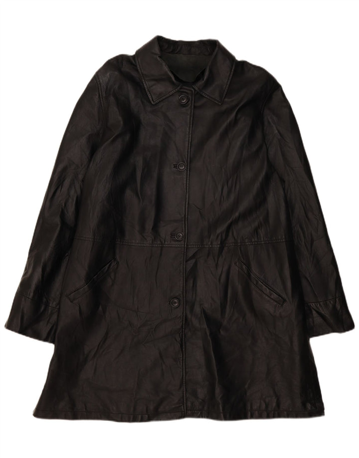 Casaco feminino de couro superdimensionado VINTAGE EU 46 XL couro preto