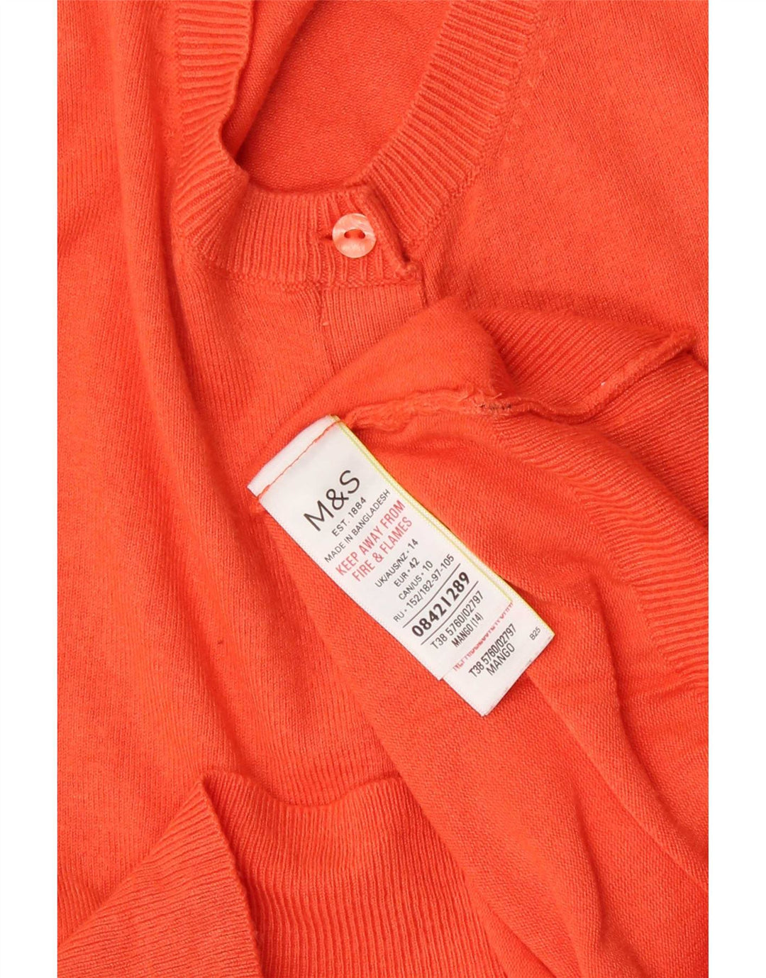 Suéter cardigã feminino Marks & Spencer UK 14 viscose laranja médio