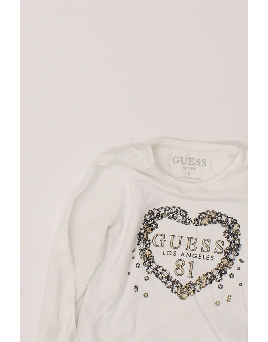 GUESS Girls Graphic Top Long Sleeve 4-5 Years White Cotton Vintage Guess and Second-Hand Guess from Messina Hembry 
