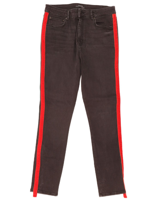 Zara Jeans Skinny Feminino EU 42 Grande W32 L27 Preto Colorblock Algodão