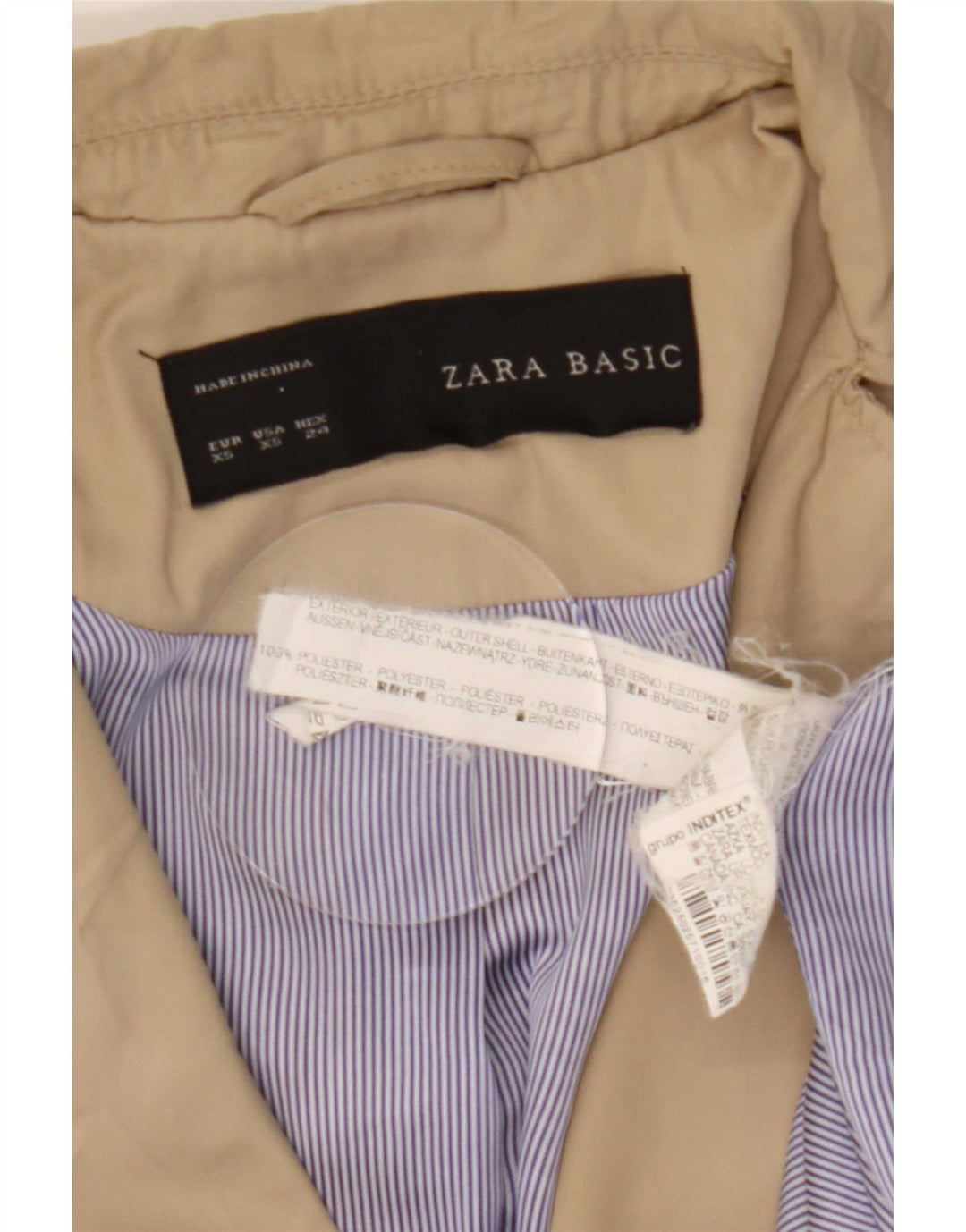 Casaco impermeável feminino Zara UK 6 XS poliéster bege