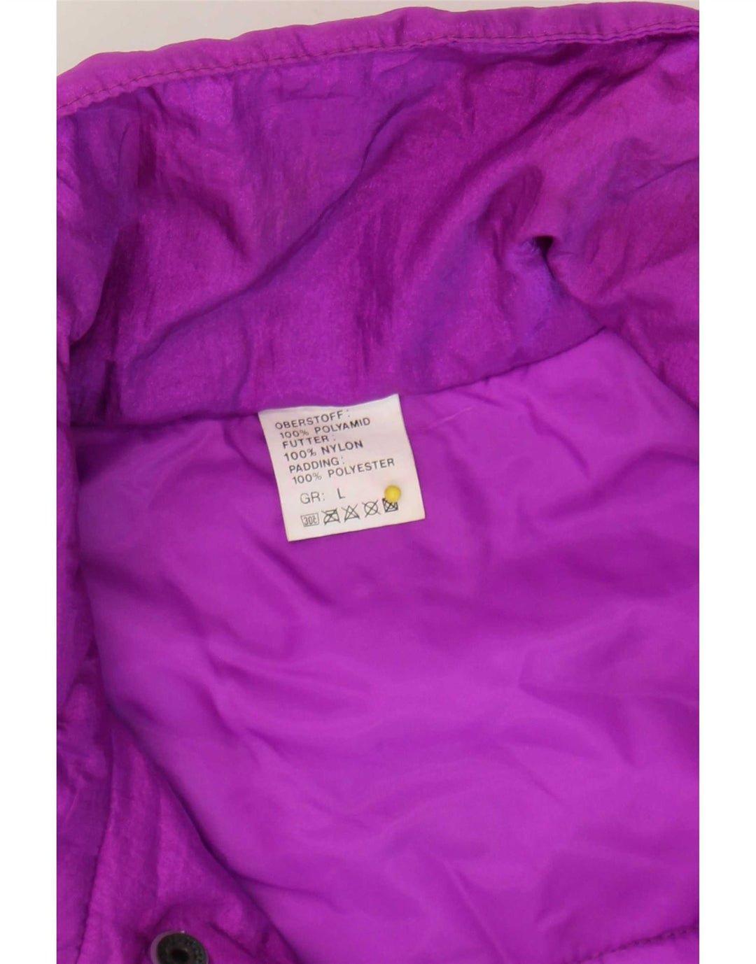 Macacão de esqui vintage feminino gráfico grande Reino Unido 16 grande roxo poliamida